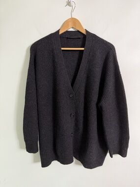 Jenni Kayne Cashmere Cocoon Oversized Cardigan Charcoal Grey Size Medium